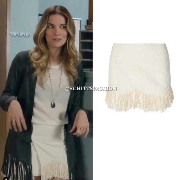 ASO Alexis Rose Schitts Creek - Zara Fringe Suede Cardigan Size S - Picture 1 of 13